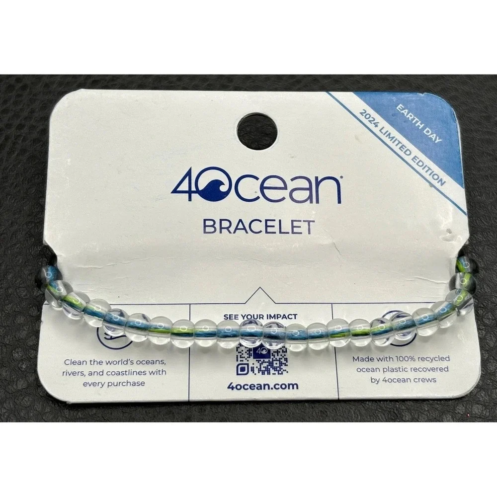4ocean Earth Day 2024 Limited Edition Beaded Bracelet Blue Green Recycled
